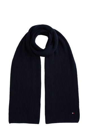 Hilfiger Flag Embroidery Ribbed Scarf With Cotton and Cashmere