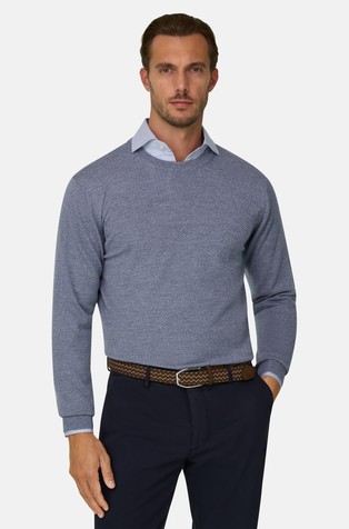 Crew Neck Jumper in Merino Wool Cashwool® Mouliné