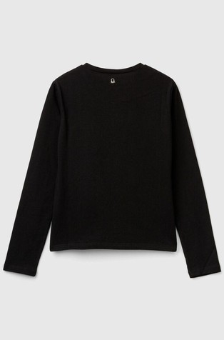 BENETTON Bombažna majica s svetlečo vezenino Črna - Black 2