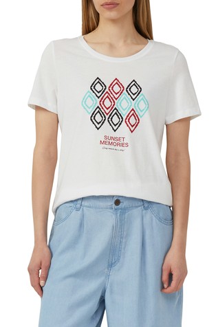 Short-sleeved cotton T-shirt with front print