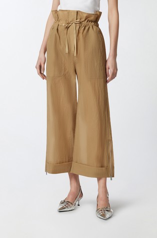 High-waist trousers with zip hems
