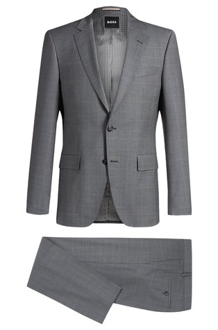 Slim fit karirasta obleka iz deviške volne