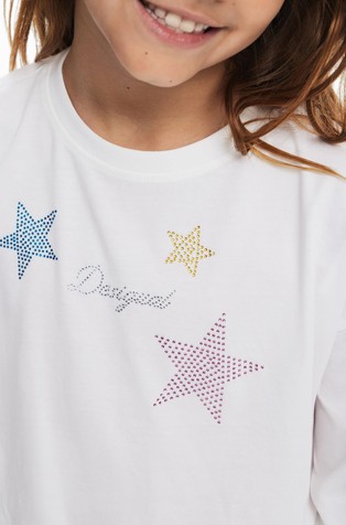DESIGUAL T-shirt with star rhinestones White 3