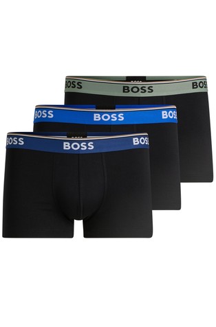 Three-pack of stretch cotton trunks with logo waistband
