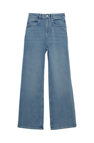 Zvončaste jeans hlače z visokim pasom