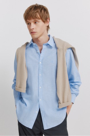 Striped cotton and linen shirt