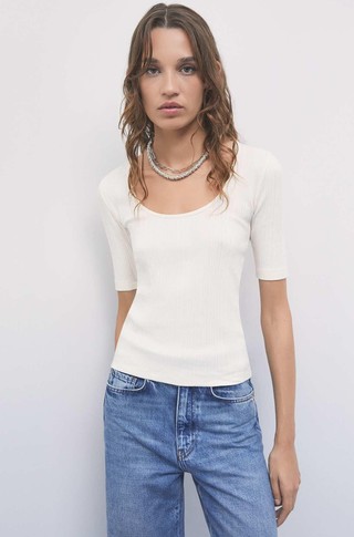 Ribbed cotton T-shirt