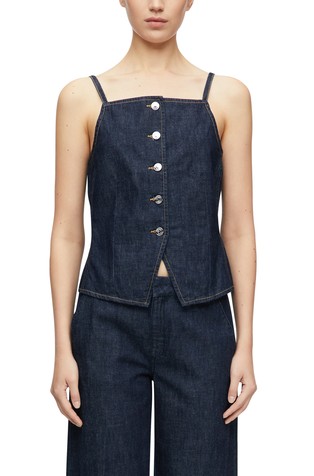 Lahek denim top z gumbi