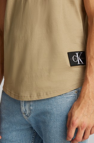 CALVIN KLEIN Bombažna majica z logo našitkom Rjava - Light Brown 4