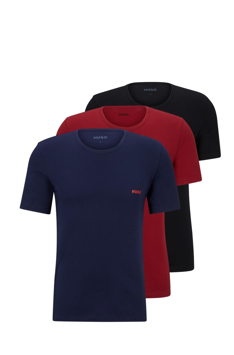 HUGO BOSS Paket 3 logo spodnjih majic s kratkimi rokavi Večbarvna - Blue-Red-Black 