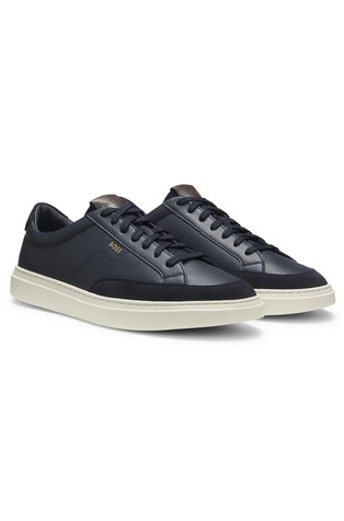 Leather trainers with suede trims