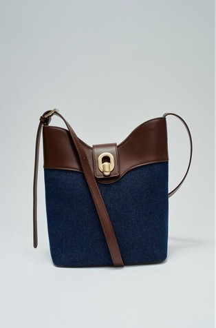 Denim tote torbica z detajli iz umetnega usnja