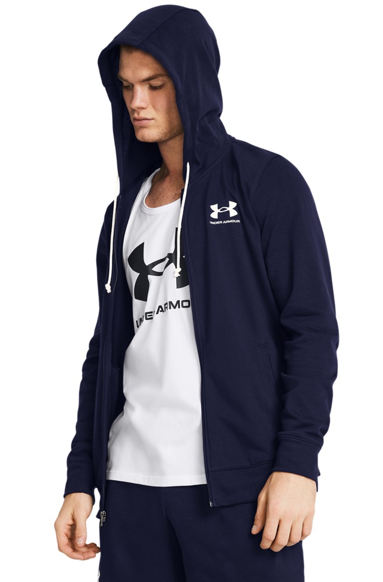 UNDER ARMOUR UA Rival jopa s kapuco in frotirano notranjostjo Modra - Dark Blue 
