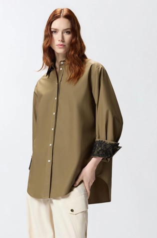 Bombažna srajca s čipko na manšetah