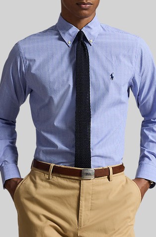 Custom fit Checked Stretch Poplin Shirt
