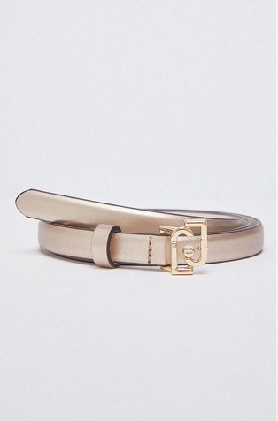 Thin belt with logo buckle
