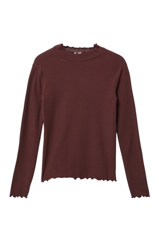 Ribbed long sleeve shirt in slim fit with rolled hem