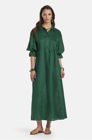 Dolga srajčna obleka iz lana