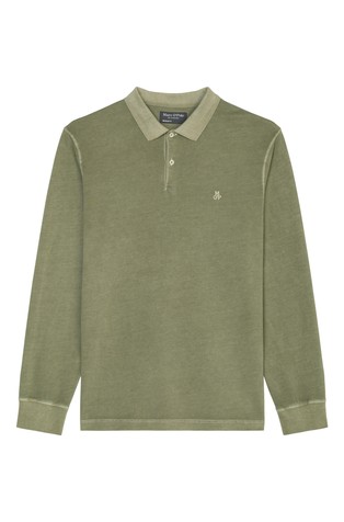 MARC O'POLO Regular fit polo majica z dolgimi rokavi iz organskega bombaža Zelena - Green 4
