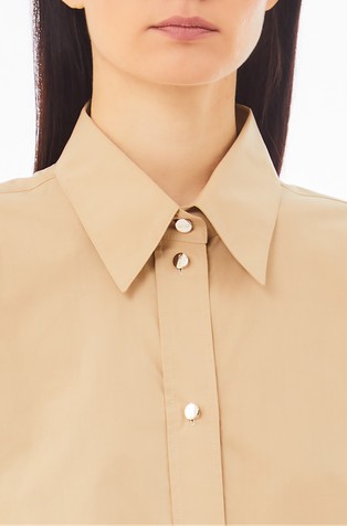 LIU JO Cotton boxy fit shirt Beige 3