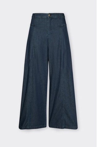 Cropped hlače s širokimi hlačnicami v videzu denima