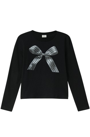 Cotton tee with print and gemstones