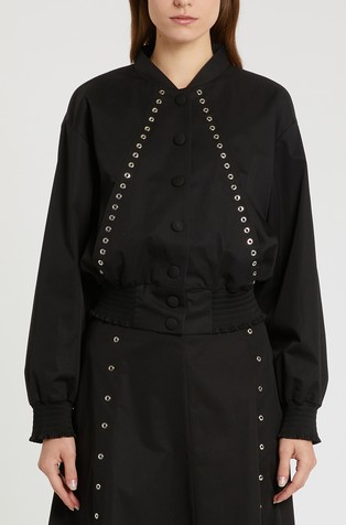 Cotton jacket with metal eyelets