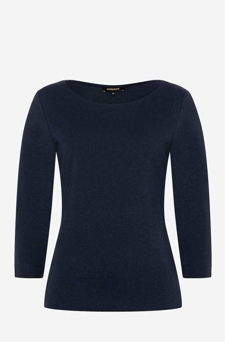 MORE &amp; MORE Majica s 3/4 rokavi iz modalne mešanice Modra - Dark Blue 