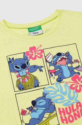 BENETTON Lilo &amp; Stitch ©Disney majica brez rokavov Rumena - Lime 3