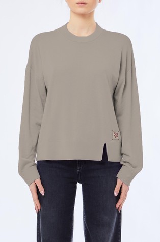 Wool-blend jumper with logo patch