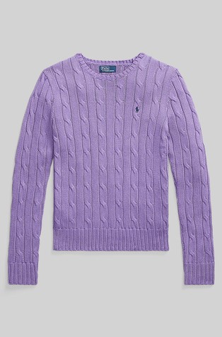RALPH LAUREN Strukturirano pleten bombažen pulover Škrlatna - Spring Violet 4