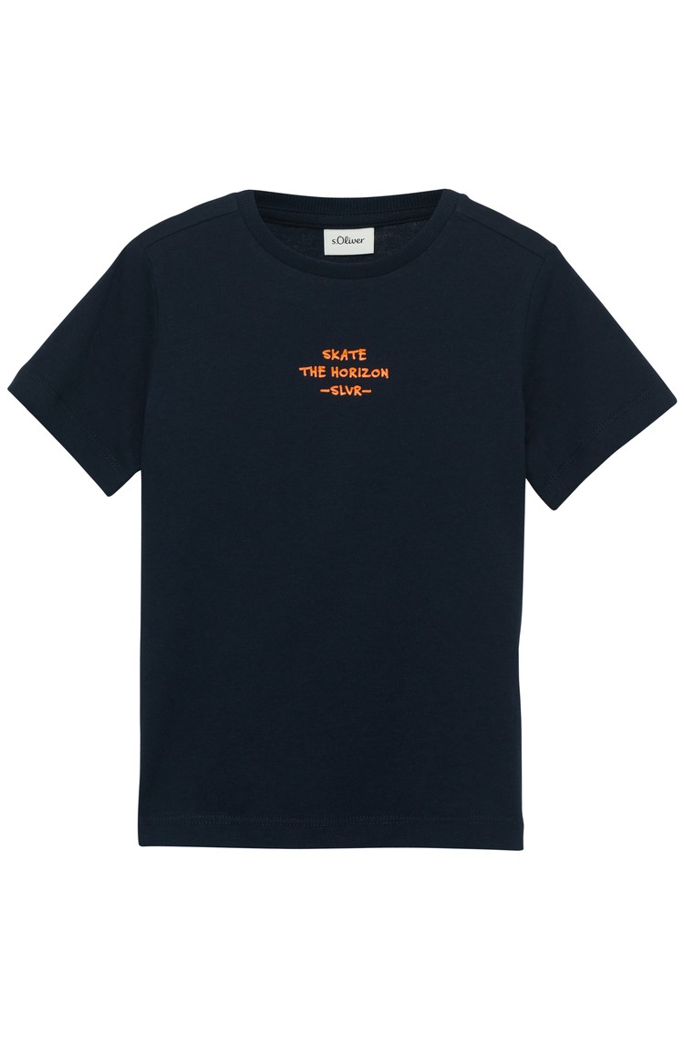 S.OLIVER Cotton T-shirt with a print on the front and back Dark Blue 