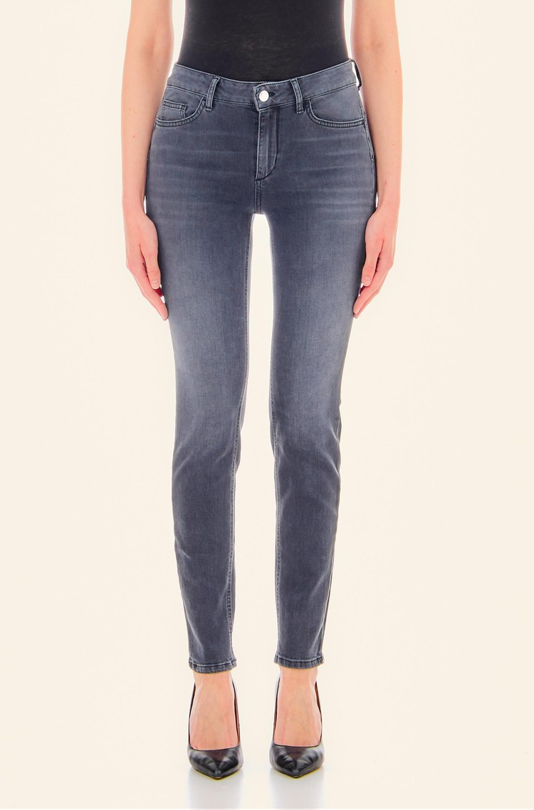 LIU JO Bottom Up skinny fit jeans hlače z visokim pasom Siva - Gray 