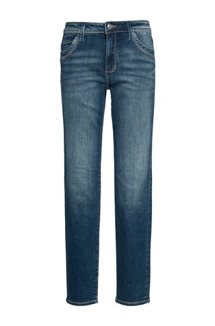 S.OLIVER Slim fit jeans hlače z dekorativno zadrgo Modra - Blue 4
