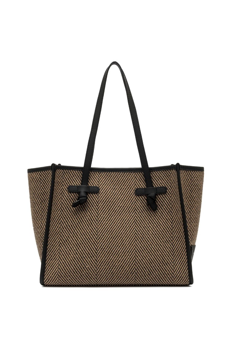 GIANNI CHIARINI Marcella small tote in herringbone print fabric Var.Nero 