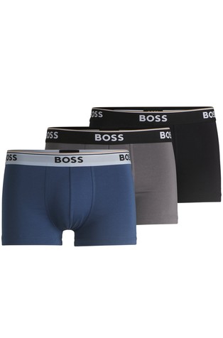 Three-pack of stretch-cotton trunks with logo waistbands
