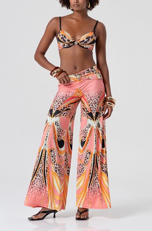 Palazzo pant flare with conceptual pattern