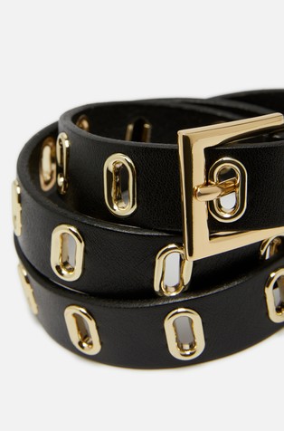 PENNYBLACK Eyelet-embellished leather belt Black 2