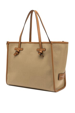 GIANNI CHIARINI Marcella Original platnena tote torba Bež - Cappuccino-Brick Red-Caramel 2