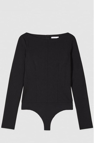 Bodi z dolgimi rokavi in šivi v slogu korzeta