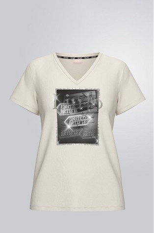 Majica s V-izrezom in logo potiskom