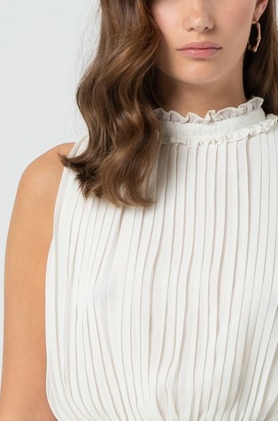 FRACOMINA Plisirana bluza brez rokavov Bela - White 4