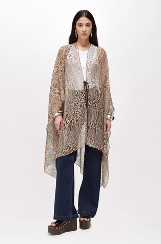 Pončo iz šifona z živalskim vzorcem