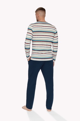 LISCA Mars pižama z dolgimi rokavi Večbarvna - Multi/Navy Blue 2