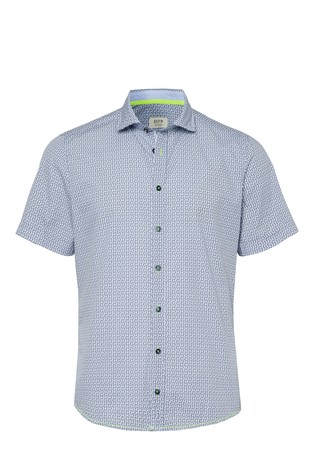 Patterned short-sleeved cotton shirt