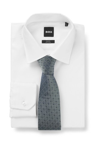 HUGO BOSS Silk-blend tie with jacquard pattern Open Green 3