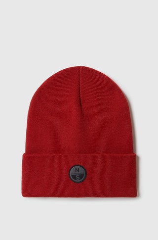 Knit beanie with logo patch