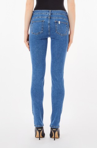 LIU JO Slim fit jeans hlače z okrasnimi kamenčki Modra - Blue 2