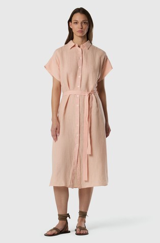 Linen short-sleeved shirt dress