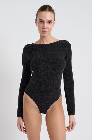Amande shimmering long-sleeved bodysuit